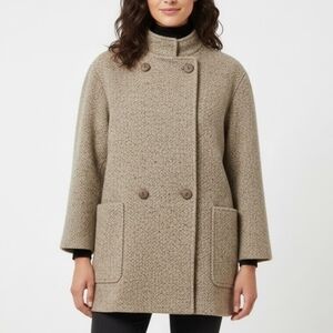 Vintage Ethel Pear For One Up Wool Cream Tweed Coat Made in USA  M-L